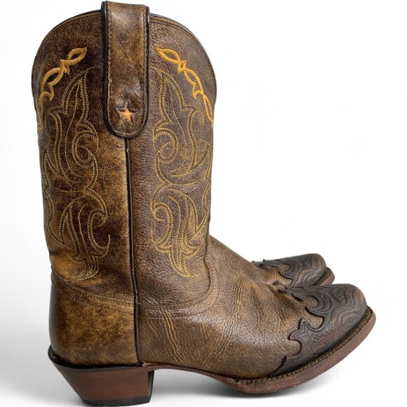 Tony Lama Brown Leather Western Cowboy Cowgirl Boots Women's 9 B - Picture 2 of 13